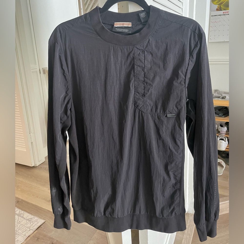 Scotch & Soda Windbreaker Pullover Mens Medium Black Jacket Size S